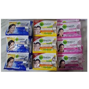 [SACHET] * NCC * GARNIER Whitening Serum Cream Saset Sakura White With UV Light Complete Facial Foam Krim