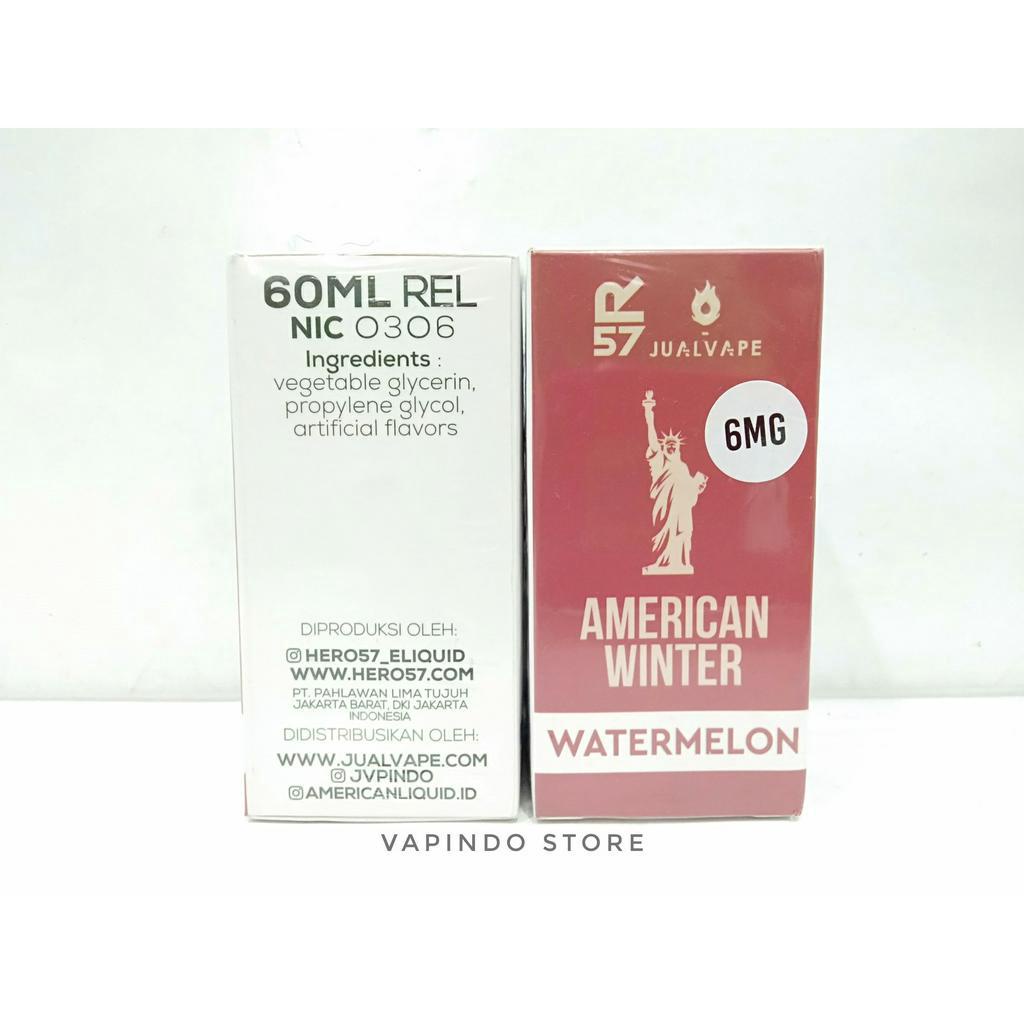 NIC 6MG AMERICAN WINTER WATERMELON 60ML BY HERO57 X JVP LIQUID