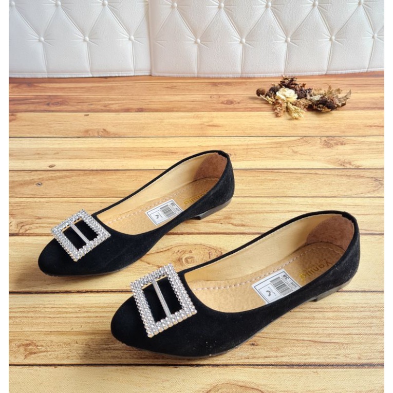 ABBUSHOES Bm 89 Flatshoes Wanita Cantik Bahan Suede Murah Berkualitas