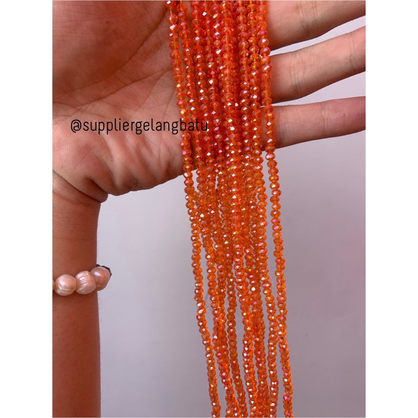 Crystal Ceko bening 4mm orange aksesoris beads manik donat rondel oren