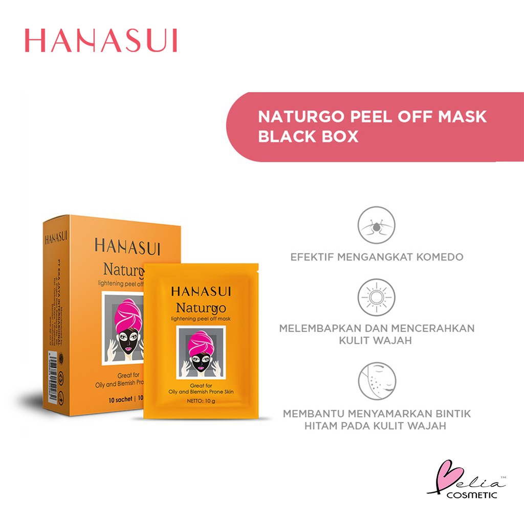 ❤ BELIA ❤ Hanasui Naturgo Peel Off Masker Hitam Komedo | GOLD Anti Aging | Mineral Mud Mask BPOM