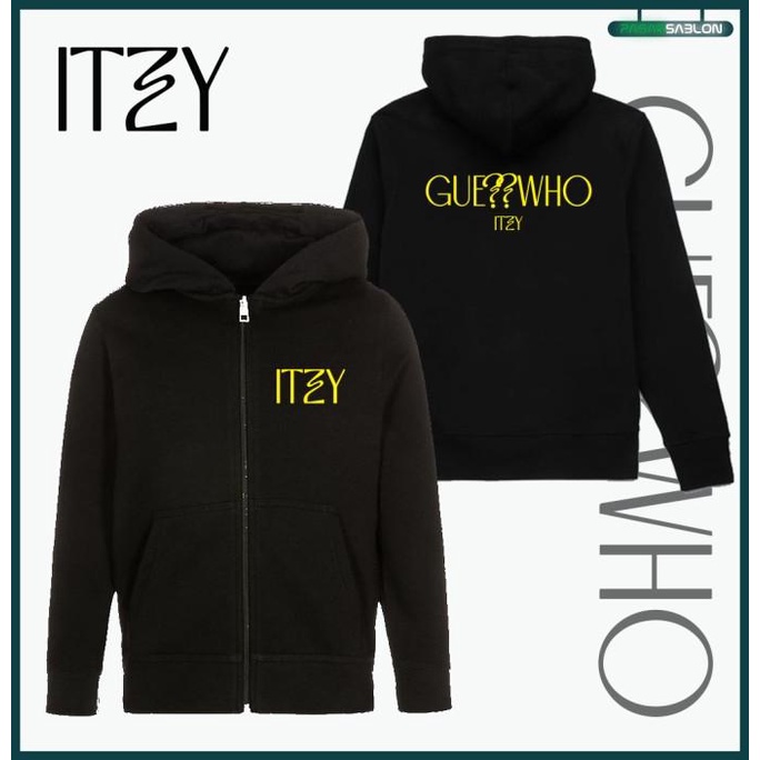 Jaket Hoodie Zipper Itzy Guess Who Kpop Sweater Distro Laki Resleting Fleece Sweatshirt Unisex Pria 