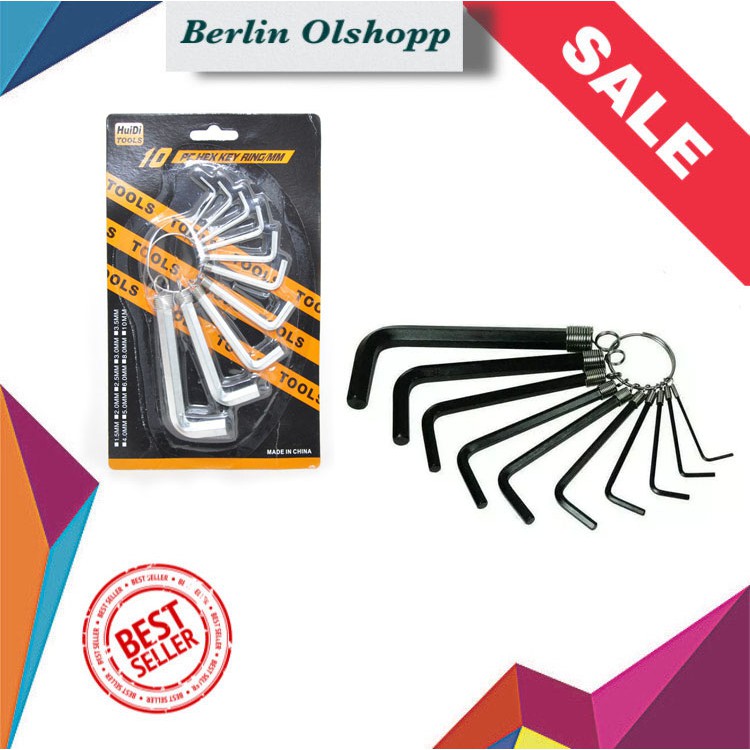 0458 Kunci L Set isi 10pcs Hex Key Ring Set 10pcs