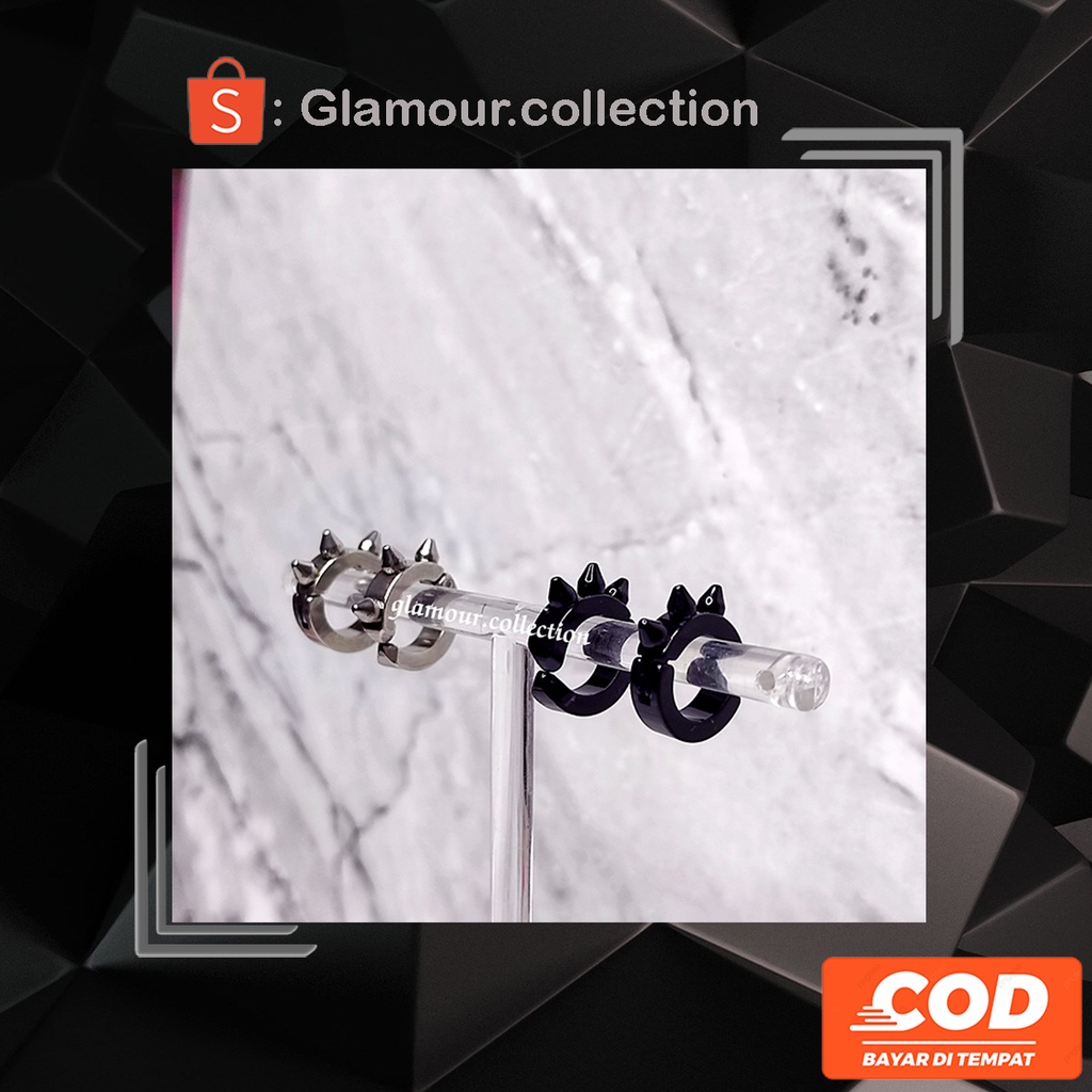 [COD] Anting Jepit Telinga Lapis Stainless Model Duri -Tanpa Lubang Tindik