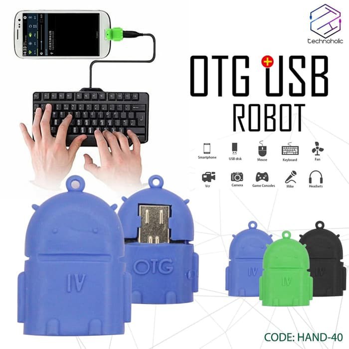 Penghubung Kabel Usb Card Reader Otg Robot Micro Flaskdisk Mouse Keyboard Lucu Mungil Kecil Warna Warni