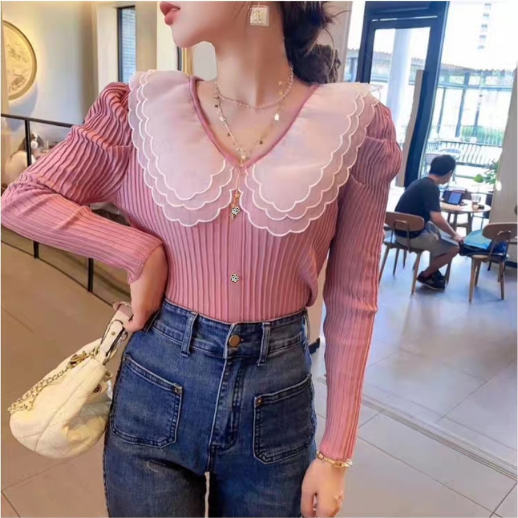 NGJ 3M 4704 BLOUSE CATTLEYA KNIT TOP FASHION PREMIUM IMPORT THREE M TM