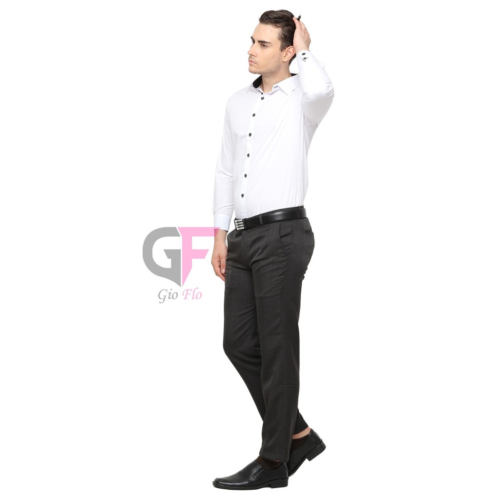 GIOFLO Celana Panjang Pria Bawahan Formal Slim Fit Polos Abu / CLN 811