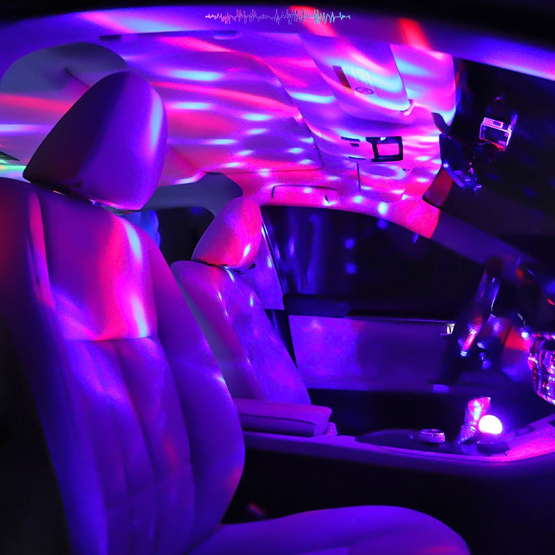 Lampu Interior Mobil Disco Anti Stress Anti Galau USB Port Ikut alunan musik Warna Warni  Anti Stres PAR LED DJ Music Lampu Mobil LED RGB Atmosphere Lamp Voice Control USB Colorful Sunset Lights Car decoration Atmosphere Adjustable atmosphere lights Party