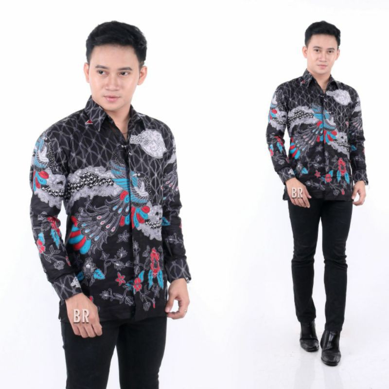 Batik Couple keluarga sania ruffle ori ndoro jowi dnt motif Rembulan abu-Kemeja ayah