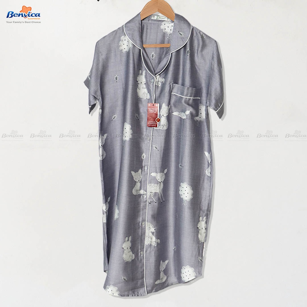 BAJU TIDUR DASTER KERAH KATUN ORGANIK SILK ADEM BANYAK MOTIF GREET