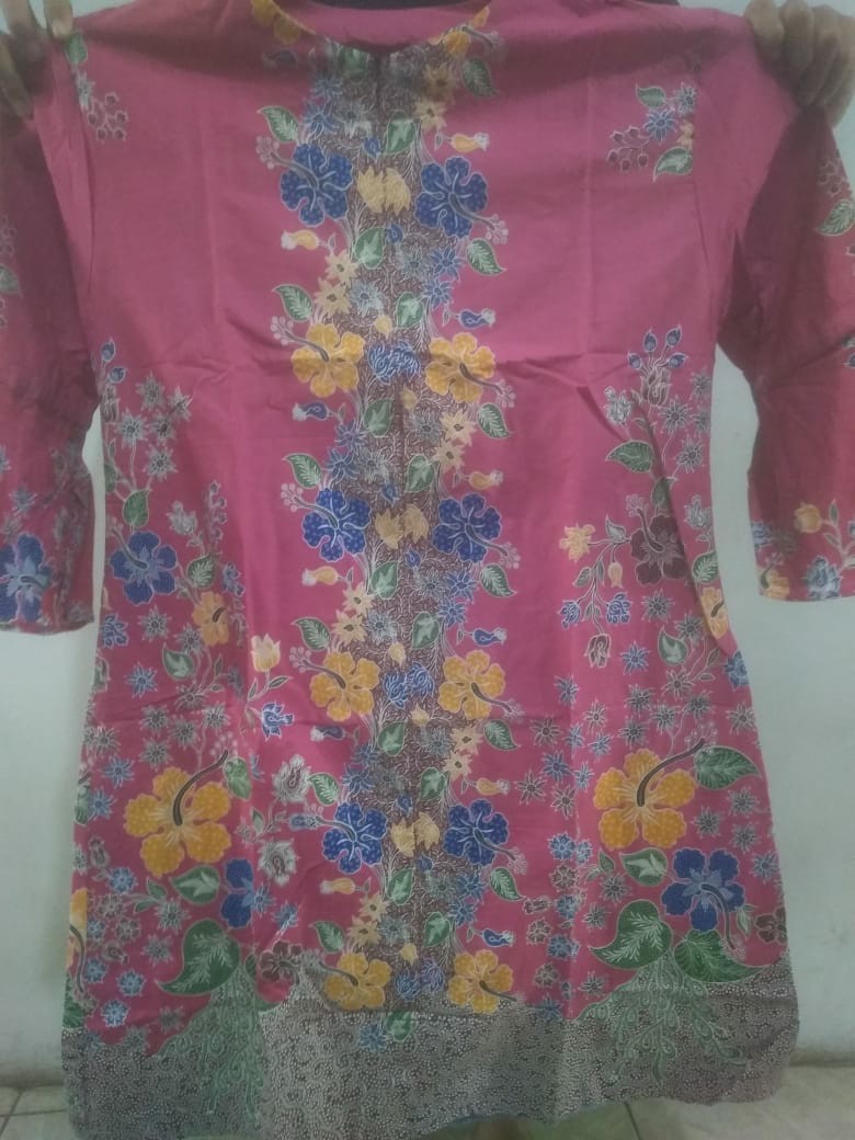 Atasan Tunik Batik Wanita/tunik Batik Wanita Zipper Depan/atas Batik Wanita Sragam Kerja