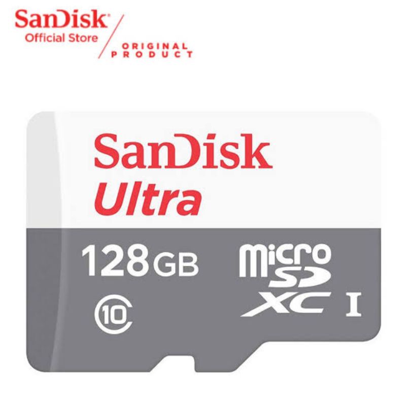 Micro SD Sandisk Ultra 128GB Class10 100Mb/s - Memory Handphone 128 Gb Non Adapter ORIGINAL