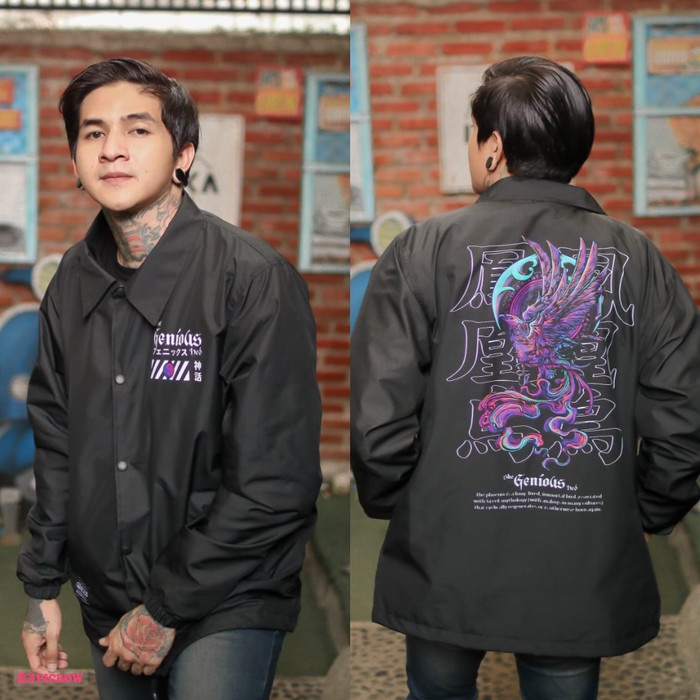 Salvio Hexia Jaket Coach Pria Batch 4 Hitam Parasut Taslan - CHPHONIX, L(Y9B3) Jaket Pria Jumbo Jake
