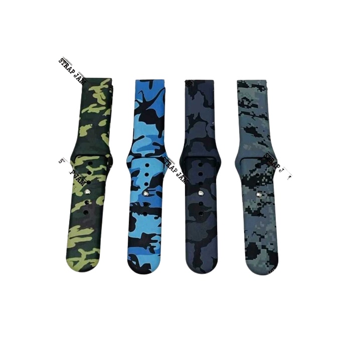 RMY Strap Eggel Valor - Tali Jam 20mm Motif Camo Army Sporty Rubber