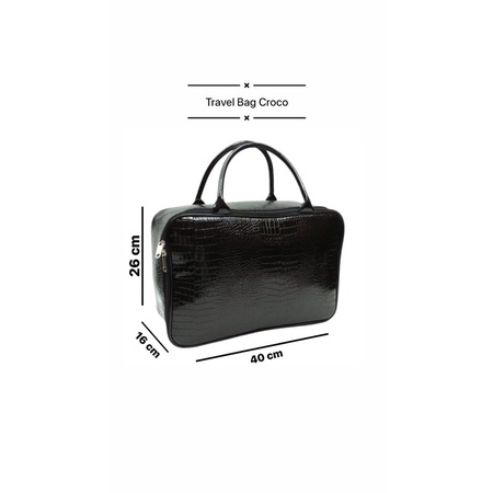 Travel Bag Kulit Premium Motif Croco / Tas Travel Kulit Waterproof / Tas Koper / Tas Traveling / Tas Pakaian  Pakai Kantong Di Dalam Dan Pakai Gesper “40x26x16 cm