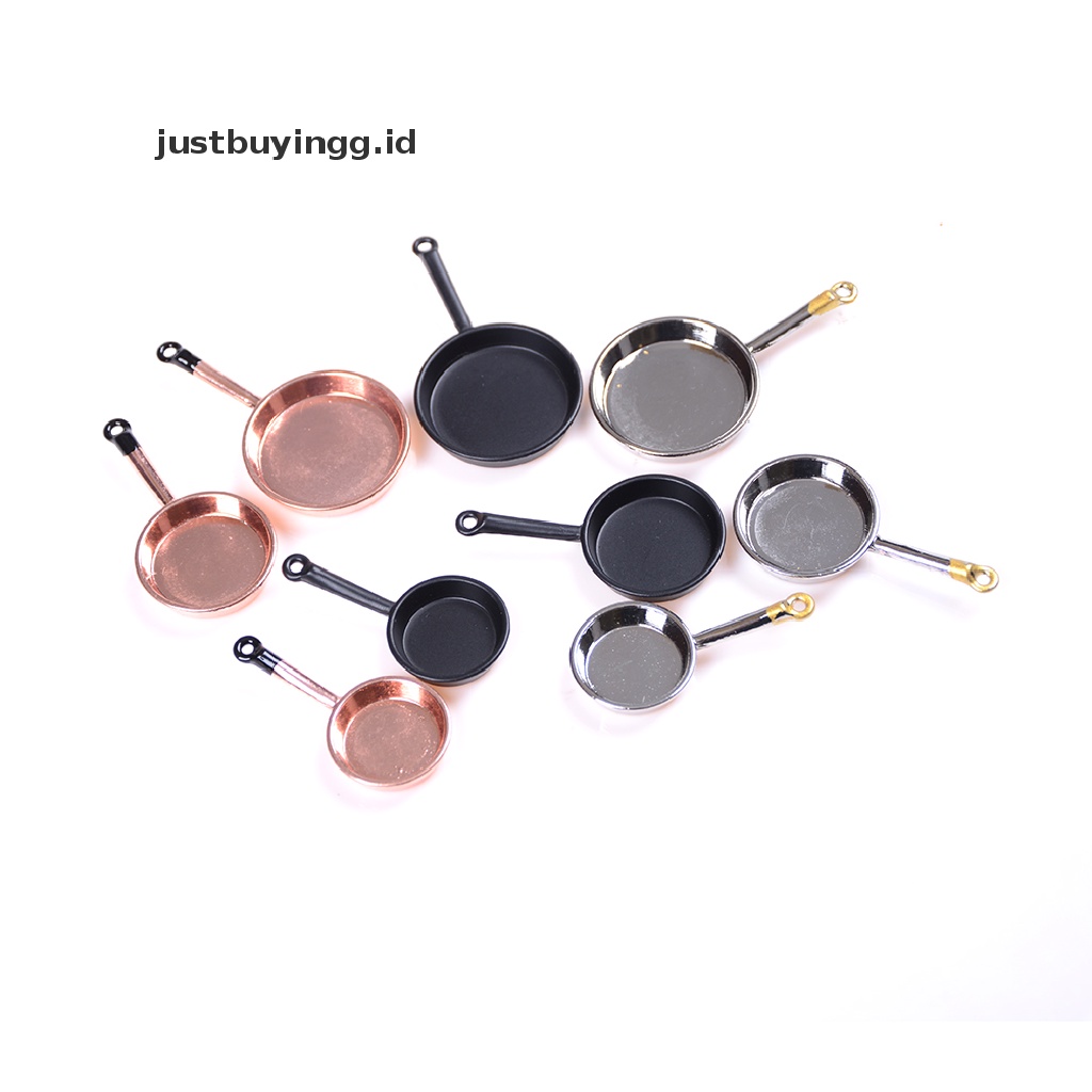 Justbuyingg.Id 3pcs / Set Mainan Miniatur Wajan Penggorengan Bahan Metal Untuk Aksesoris Rumah Boneka