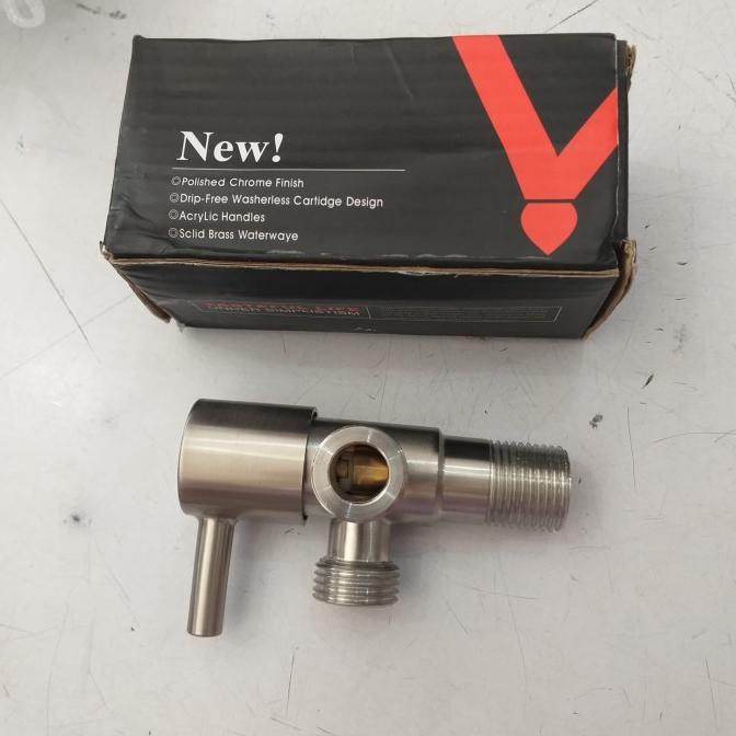 Produk Terbaik] Kran shower tee stainless tebal. jantung kuningan