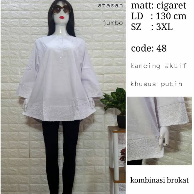 Ld 130cm blouse baju atasan jumbo putih Shopee Indonesia Ld 130cm blouse baju atasan jumbo putih Shopee Indonesia