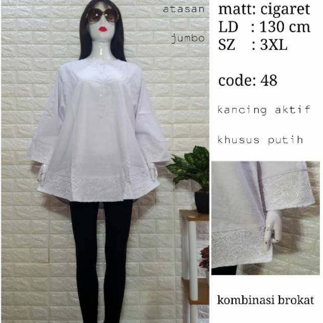 Ld 130cm blouse baju  atasan  jumbo putih Shopee Indonesia