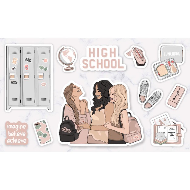 STIKER TUMBLR AESTHETIC SET / Stiker Pack Aesthetic /Stiker Hp Laptop/ Sticker Tumblr-High School