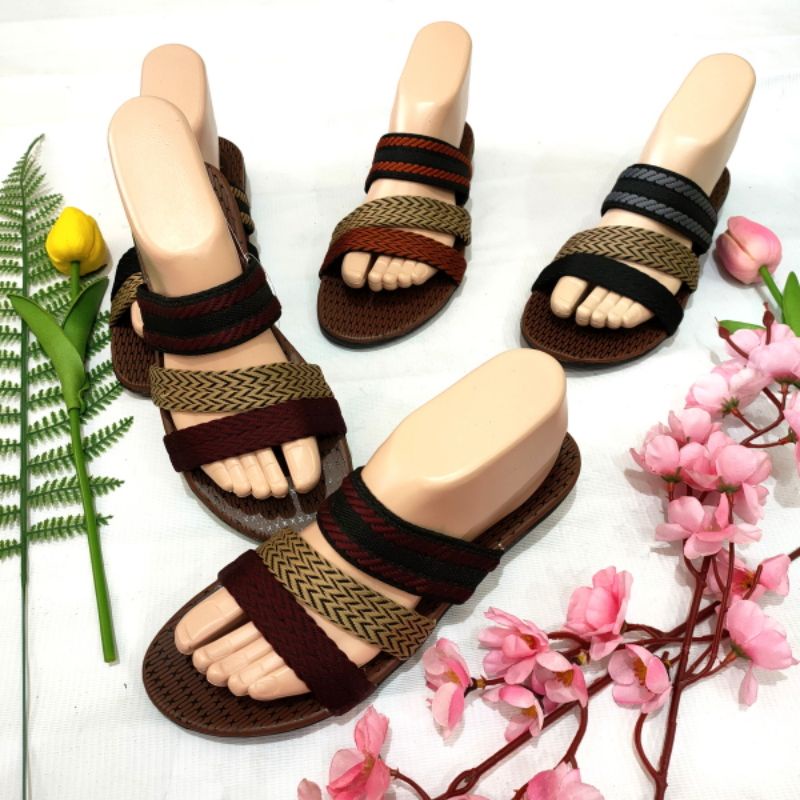 sandal wanita murah ban 3 garis Felonie SD 01. sandal turki rajut terbaru...!