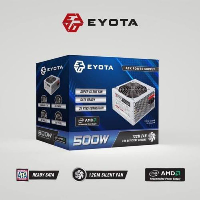 Power Supply Eyota 500w Super silent fan besar 12cm PSU 500 watt