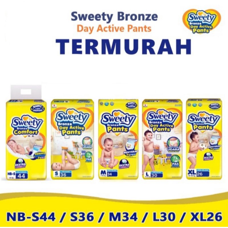 Sweety Bronze Pants Nb-44,S36,M34,L30,Xl26,Xxl24 /Popok Sweety Bronze murah