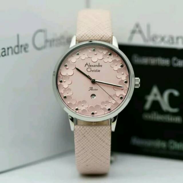 Jam Tangan Wanita Alexandre Christie Ac 2794 Original Pink Silver