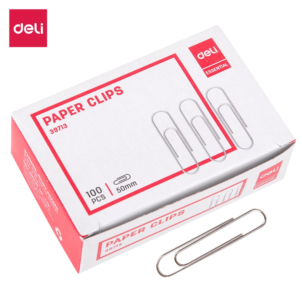 HAPPY TIME DELI PAPER CLIP KLIP KERTAS BESAR 50mm (100 PCS/BOX) KAPASITAS 20 SHEETS ANTI KARAT PERLENGKAPAN ALAT TULIS KANTOR SEKOLAH KULIAH E39713