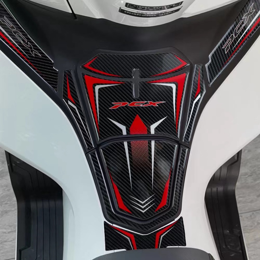 Stiker Pelindung Tangki Bensin Motor Honda PCX160 2021 Motif Serat Karbon 3D Anti Debu Dan Gores