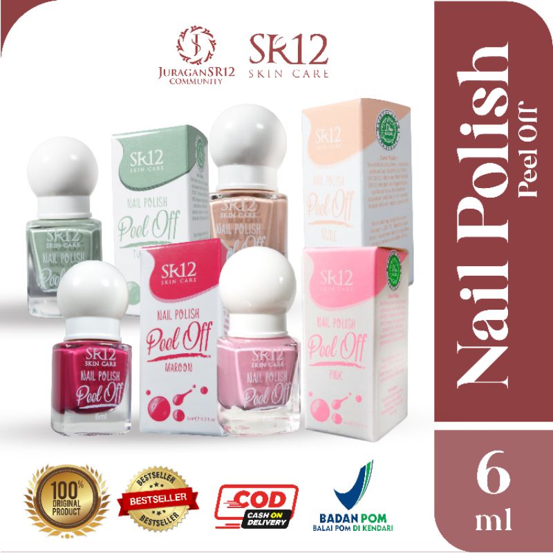 KUTEK SR12 HALAL / NAIL POLISH PEEL OFF / KUTEK KELUPAS WATER BASED NON ALKOHOL / CAT KUKU BPOM