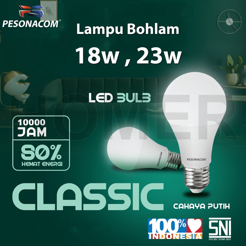 Pesonacom Lampu LED Bohlam Bulb Led Rumah kantor paling murah termurah SNI 18w 18watt 18 w 18 watt 23w 23watt 23 w 23 watt putih