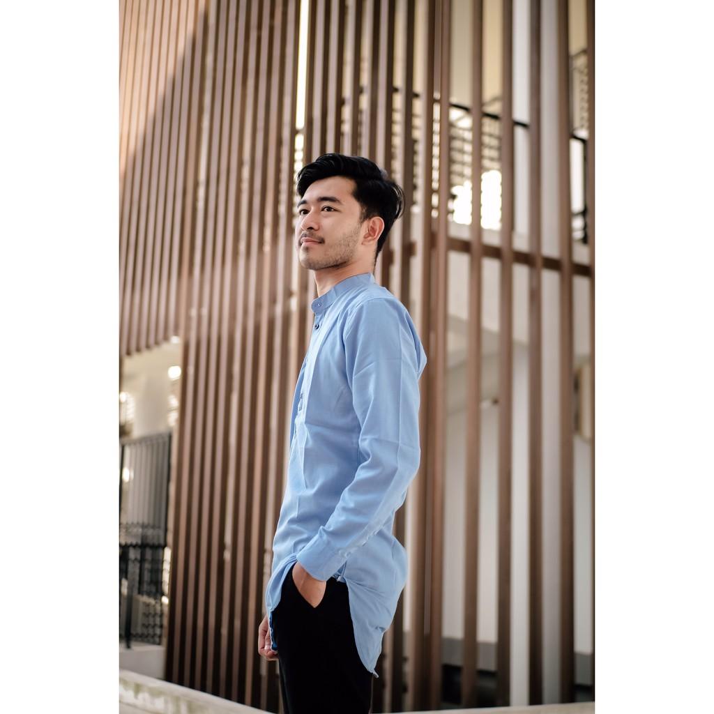 Baju Koko Kurta Lengan Panjang Warna Biru Muda Biru Laut Ada Big Size Banyak Warna Best Seller