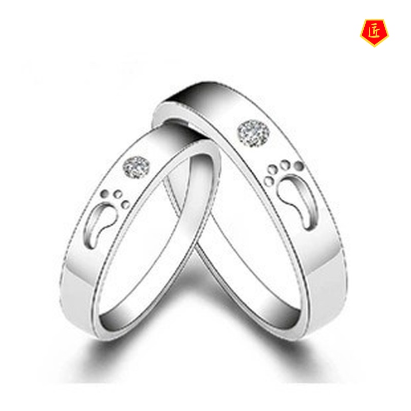 [Ready Stock]Simple Fashion Silver Hollow Feet Couple Rings