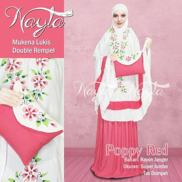 Mukena Lukis Doubel Rempel Nayla Katun Rayon Bali Super Jumbo Premium Diskon