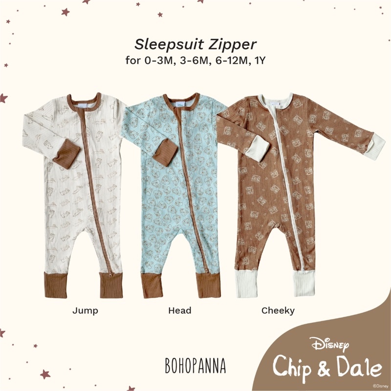 Bohopanna Disney Sleepsuit Zipper 0-1y / Sleepsuit Bayi Disney