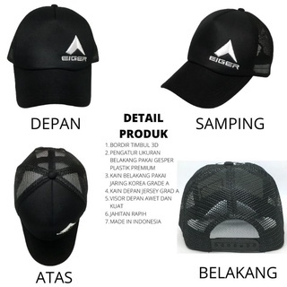 Topi Jaring Trucker Logo Bordir - Topi Casual Keren