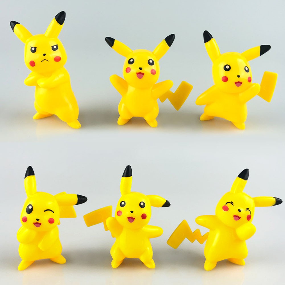 6 Pcs/Set Mainan Boneka Figur Pokemon/Pikachu 4.5cm untuk Topper Kue/Anak/Hadiah