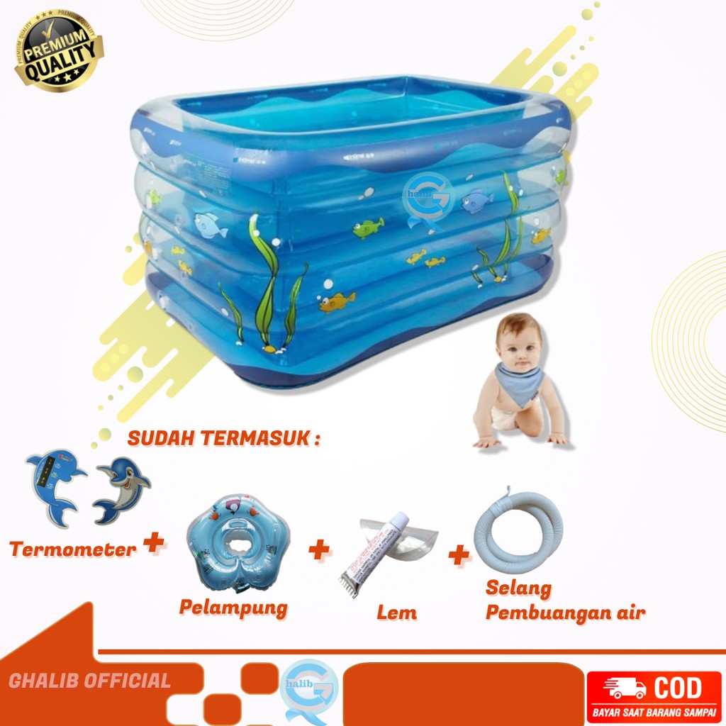 Kolam Intime Kotak spa Ukuran Besar Kolam Renang Anak Kolam Karet Pelampung Leher Termometer Selang 