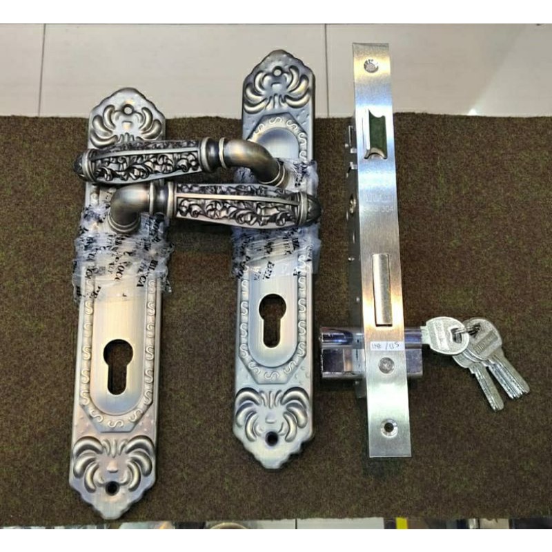 handle pintu kamar tidur ANTIK / hendel paket komplit BISA COD / gagang pintu kamar satu set