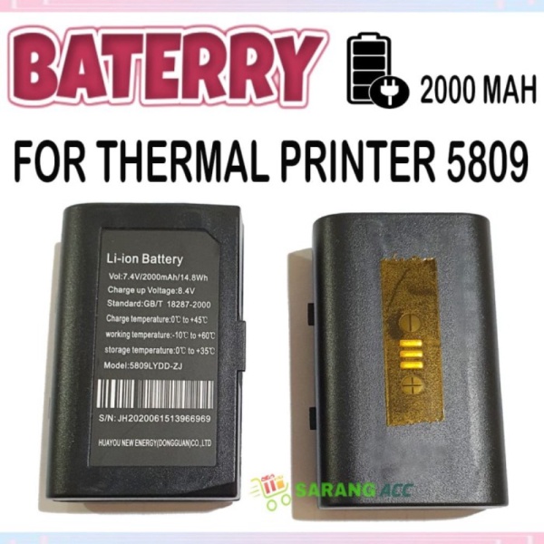 Diskon - 5809 Battery Printer ZJ-5809 SR Mini EP5809 2000 Baterai MAH Thermal Promo