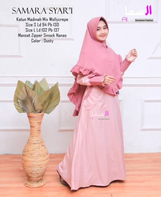 Gamis Set Mom Katun madinah mix wollycrepe Couple Family Samara Alsava