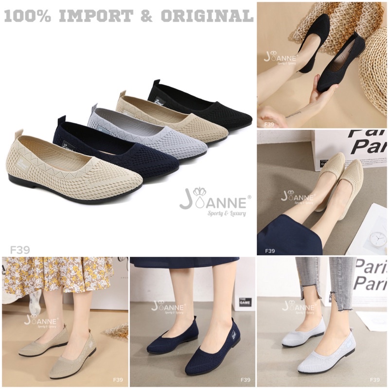 RESTOCK! [ORIGINAL] JOANNE FlyKnit Flat Shoes Sepatu Wanita #F39