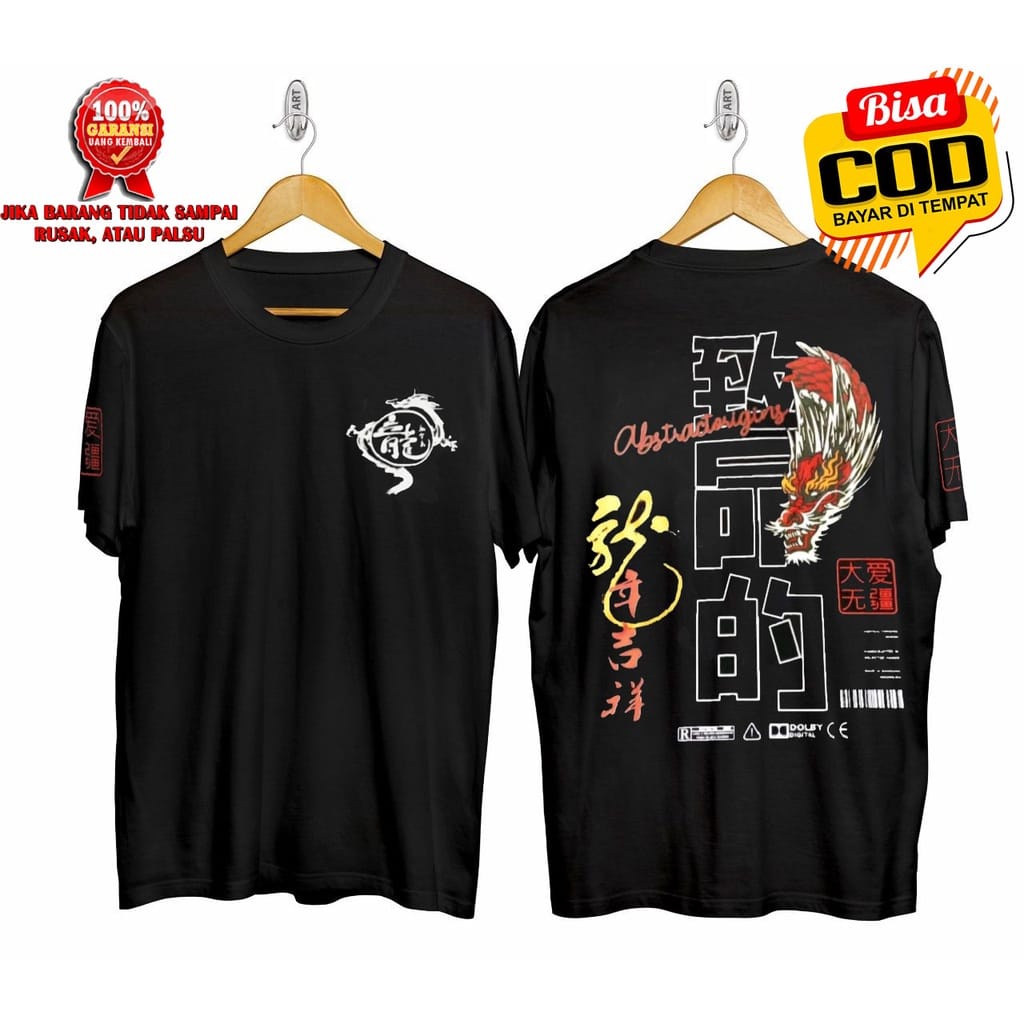 Kaos Tshirt Pria Red Dragons Hitam Distro Lengan Pendek Motif Sablon Bergambar Keren Baju Kaos Viral Baju kaos anime