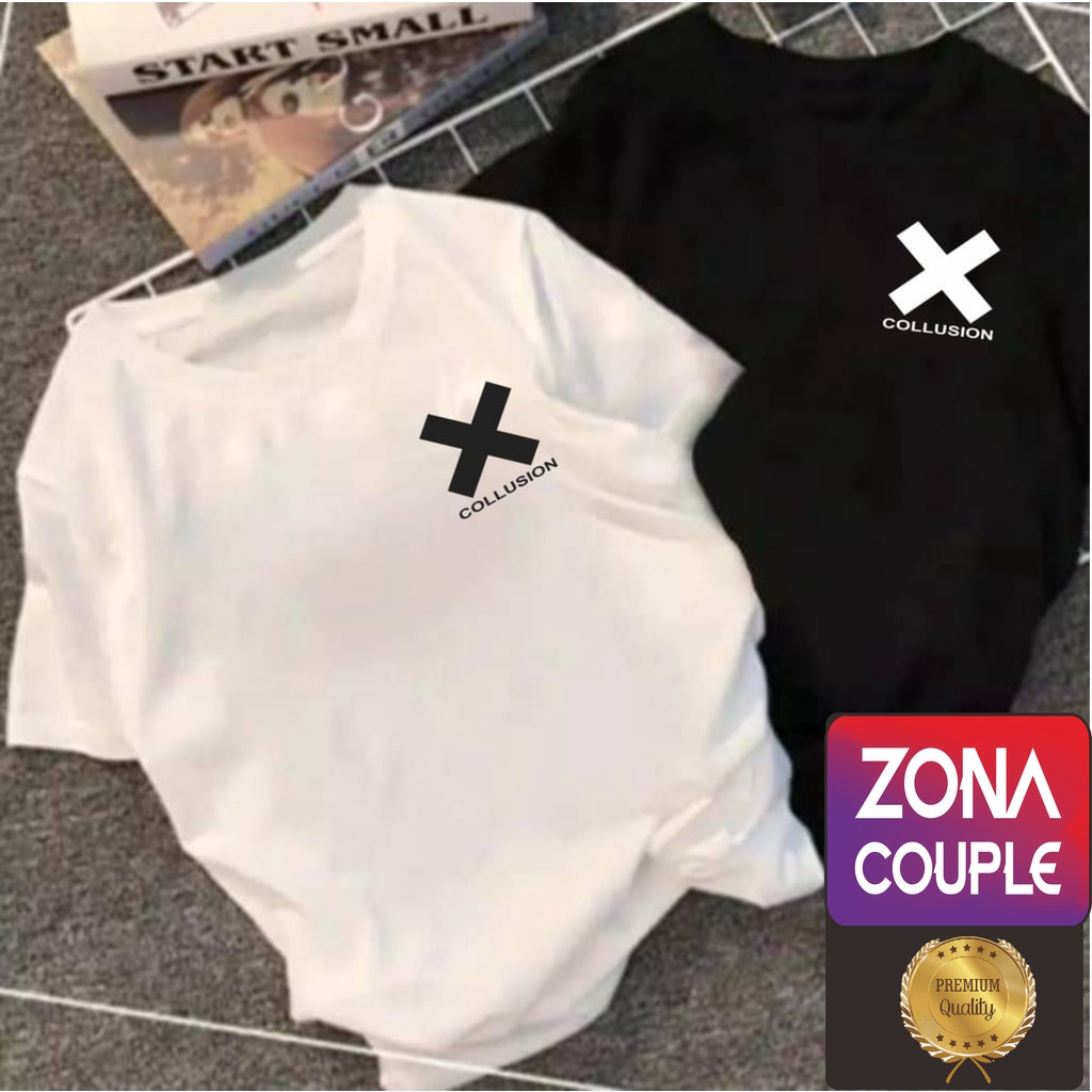 KAOS COUPLE MODEL KOREA KEKINIAN baju PASANGAN PACAR KAOS HITAM PUTIH LENGAN PENDEK KAOS KAPEL BAJU 