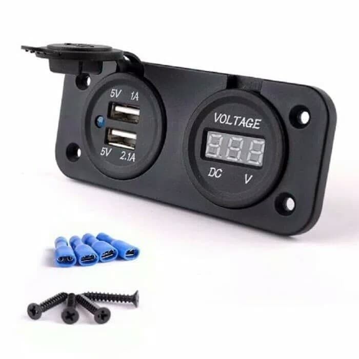 Charger Motor Dual Usb Voltmeter Waterproof / Voltmeter Cas Hp Nmax