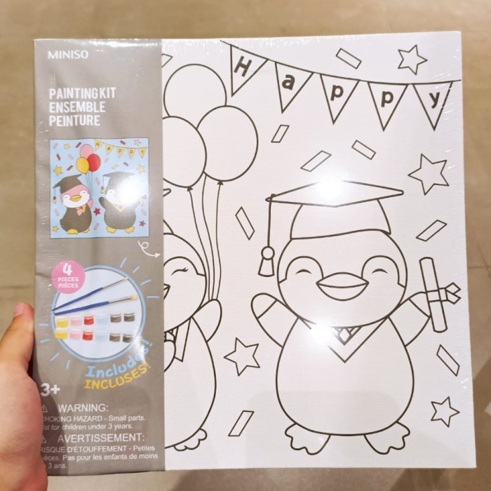 

Miniso Painting Kit 25x25cm (Penguin Family & Graduation) Alat Lukis - Biru