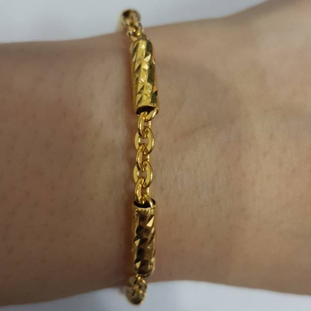 Gelang emas asli kadar 875 model fancy bambu