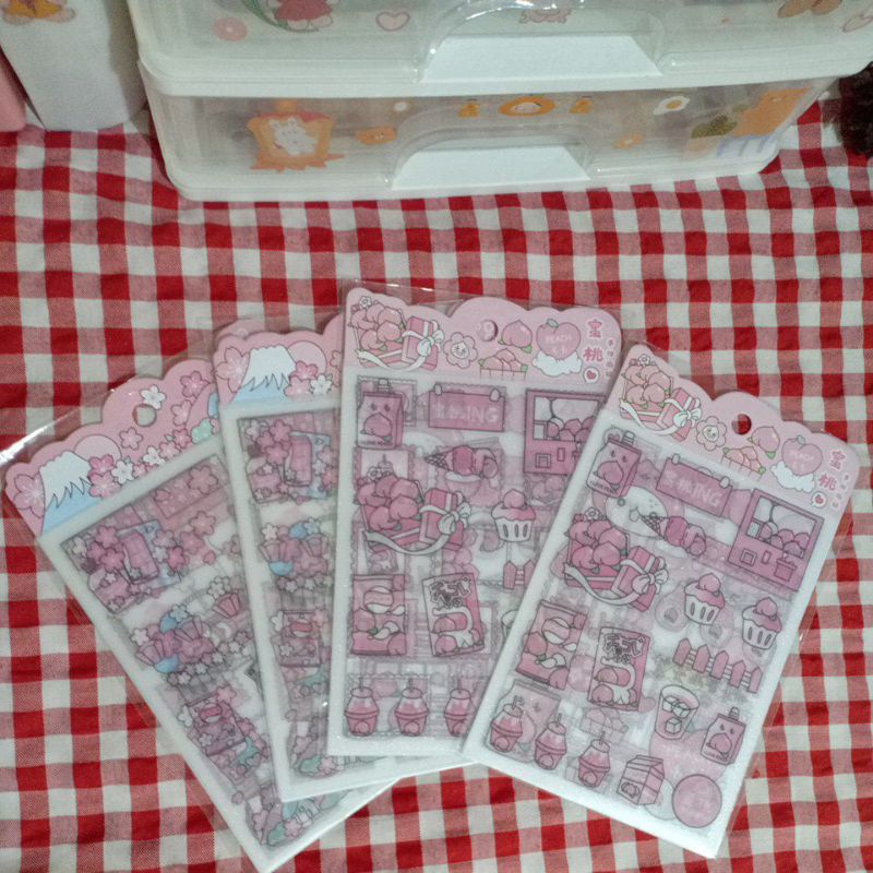 

4 pcs sticker pink cute | dekorasi journal diary