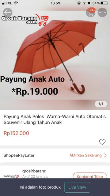 Payung Anak Polos  Warna-warni Auto Otomatis Souvenir Ulang Tahun Anak